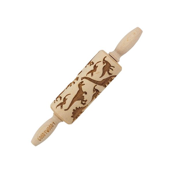 Saliera Goody Woody Con Incisione 23,5 Cm In Legno Di Faggio Design Dinosauro-image