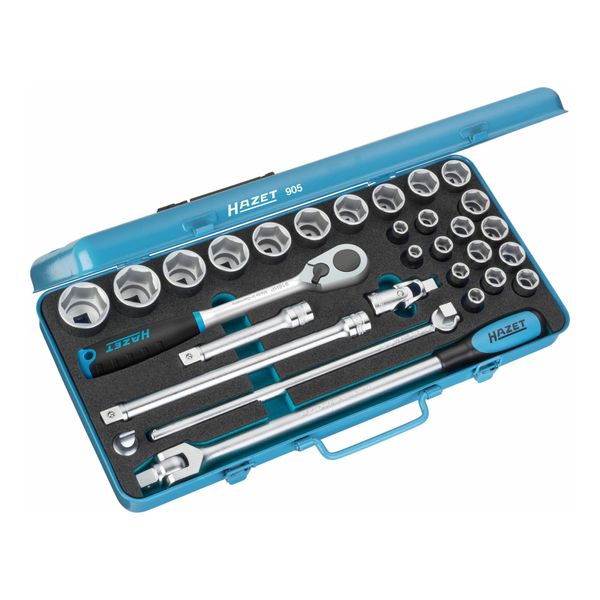 Hazet 905 SteckschlüSsel-Satz | Vierkant Hohl 12,5 Mm (1/2 Zoll) | AußEn-Sechskant-Tractionsprofil | Anzahl Werkzeuge: 30)-image