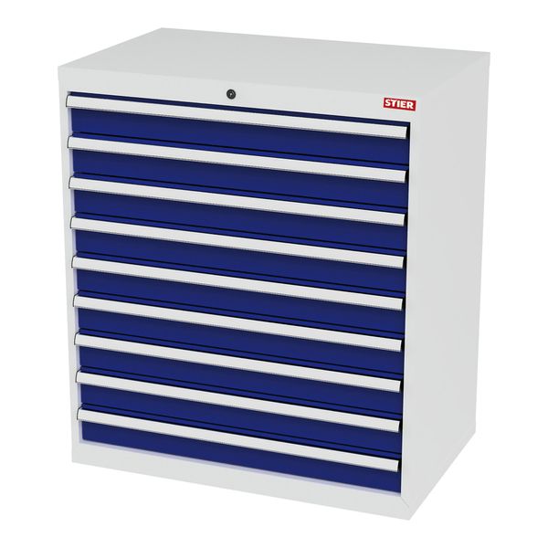 Stier Schubladenschrank Mit 9 Schubladen Bxtxh 900X575X1020 Mm Ral 7035 / Ral 5010 (906268)-image