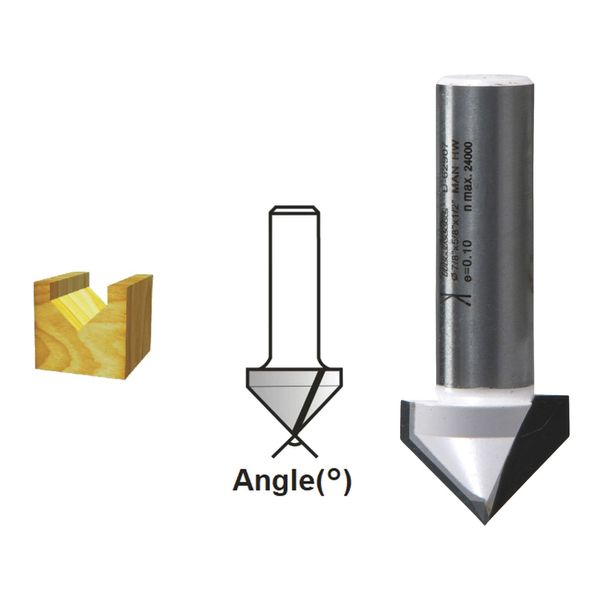 Makita V-NutfräSer Ø 6 Mm Schaft, Ø 12,7 Mm FräSer, 16 Mm ArbeitsläNge, 48 Mm GesamtläNge, 60° Winkel (D-47874)-image