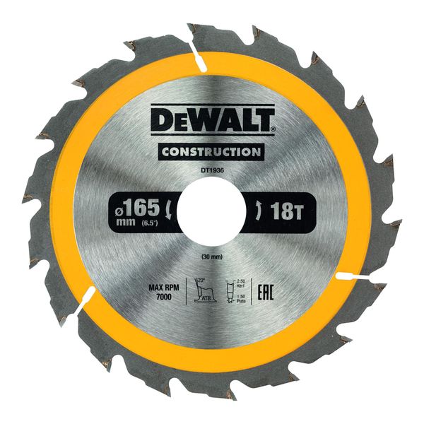 Dewalt KreissäGeblatt HandkreissäGe 165/30 Mm 18WZ DT1936-QZ)-image