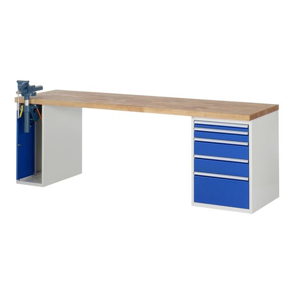 Rau Werkbank Modell 7511 Mit 5 Schubladen Und Schrank Bxtxh 2500X700X840Mm (03-7511A2-257B4S.11)-image