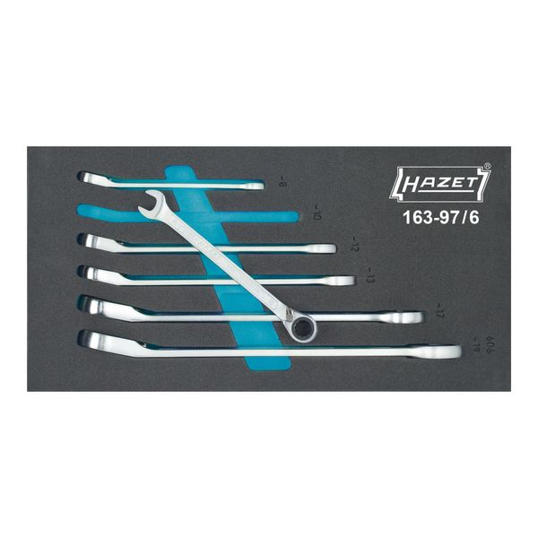 Hazet Knarren-Ring-MaulschlüSsel-Satz 163-97/6 AußEn-Doppel-Sechskant-Tractionsprofil 8 - 19 Anzahl Werkzeuge: 6)-image