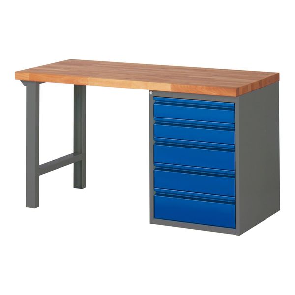 Stier Werkbank Premium Mit 5 Schubladen Bxtxh 1500X700X890Mm Anthrazitmetall / RAL5010 (906151)-image