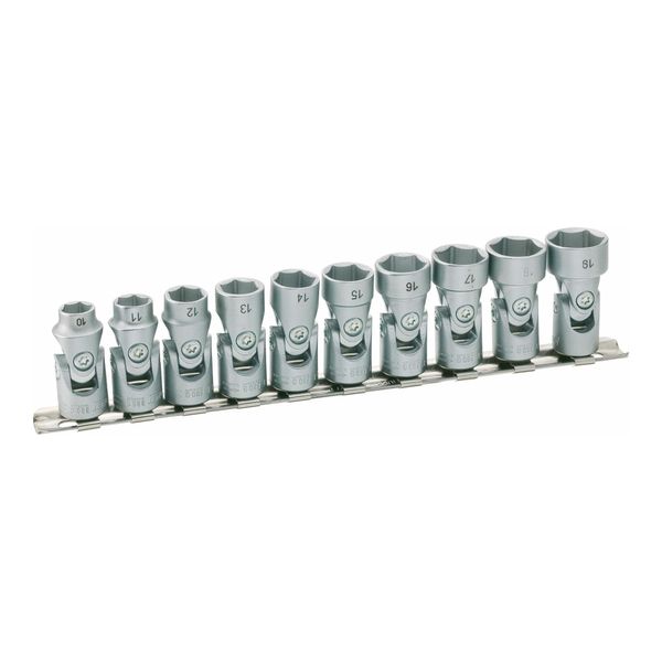Hazet 6Kt.-Gelenk-SteckschlüSsel-Satz 880G/10H Vierkant Hohl 10 Mm (3/8 Zoll) AußEn-Sechskant-Tractionsprofil 10 - 19 Anzahl Werkzeuge: 10)-image