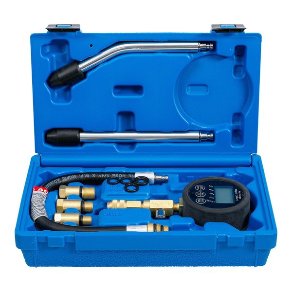 Bgs Technic Digital-Kompressionstester FüR Benzinmotoren Aus Kunststoff Und Metall Mit Lcd-Anzeige Und Adaptern FüR Kompression, 8980)-image