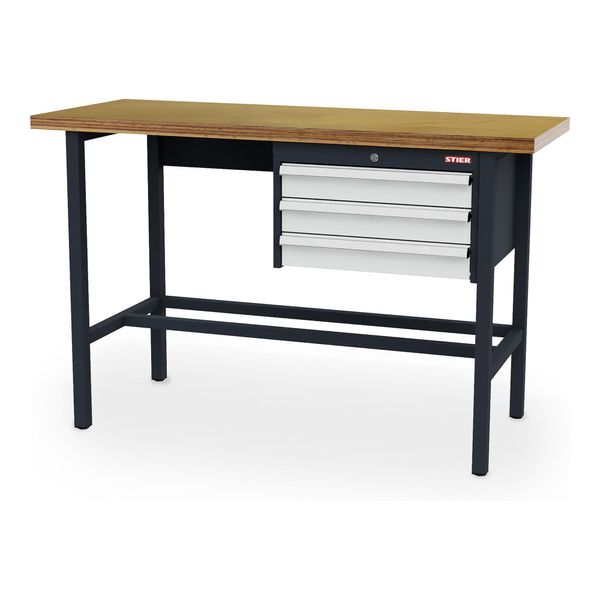 Stier Werkbank Mit 3X100 Mm Schubladen Bxtxh 1500X600X960 Mm Ral 7016 / Ral 7035 (906295)-image