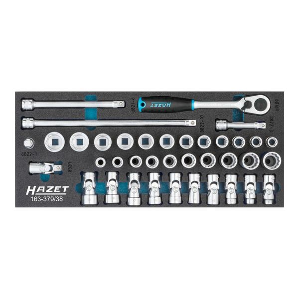 Hazet SteckschlüSsel-Satz 163-379/38 Vierkant Hohl 10 Mm (3/8 Zoll) AußEn-Doppel-Sechskant-Tractionsprofil, AußEn-Sechskant-Tractionsprofil Anzahl Wer)-image