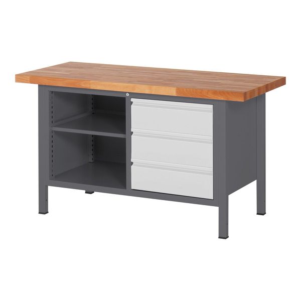 Stier HöHenverstellbare Werkbank Premium Mit 3 Schubladen Und Einem Offenen Fach Bxtxh 1500X700X840-1040Mm (906043)-image
