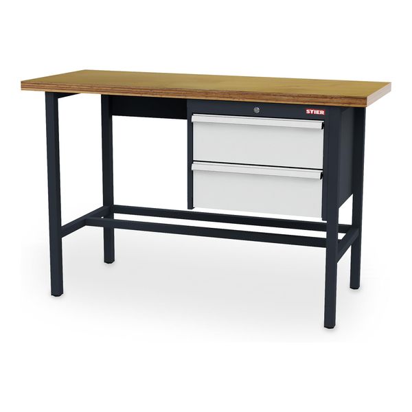 Stier Werkbank Mit 2X200 Mm Schubladen Bxtxh 1500X600X960 Mm Ral 7016 / Ral 7035 (906302)-image