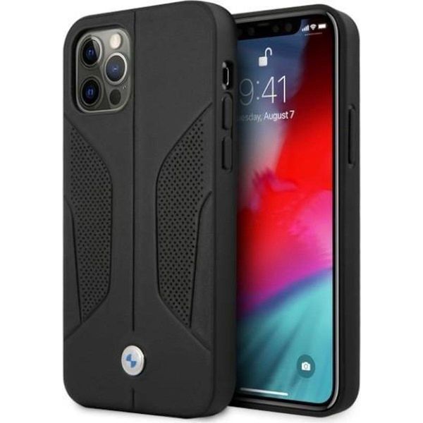Custodia Bmw Bmhcp12Mrscsk Iphone 12/12 Pro 6.1 Nero/Nero Custodia Rigida In Pelle Perforata Lati-image