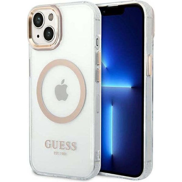 Guess Guhmp14Shtrmd Iphone 14 / 15 / 13 6.1 ZłOty/Oro Custodia Rigida In Metallo Con Profilo Magsafe-image