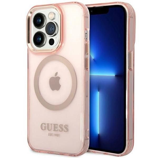 Guess Guhmp14Xhtcmp Custodia Rigida Per Iphone 14 Pro Max 6,7 RóżOwy/Rosa Profilo Oro Traslucido Magsafe-image
