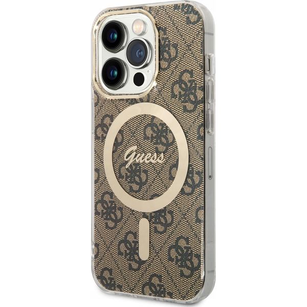 Guess Guhmp14Lh4Stw Custodia Rigida 4G Magsafe Per Iphone 14 Pro 6.1BrąZowy/Marrone-image