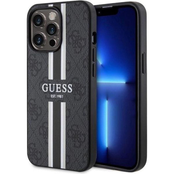 Guess Guhmp13Xp4Rpsk Custodia Rigida Per Iphone 13 Pro Max 6,7 Czarny/Nero 4G A Strisce Stampate Magsafe-image