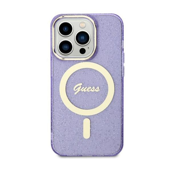 Guess Guhmn61Hcmcgu Custodia Rigida Per Iphone 11 / Xr 6.1 Purpurowy/Purple Glitter Gold Magsafe-image