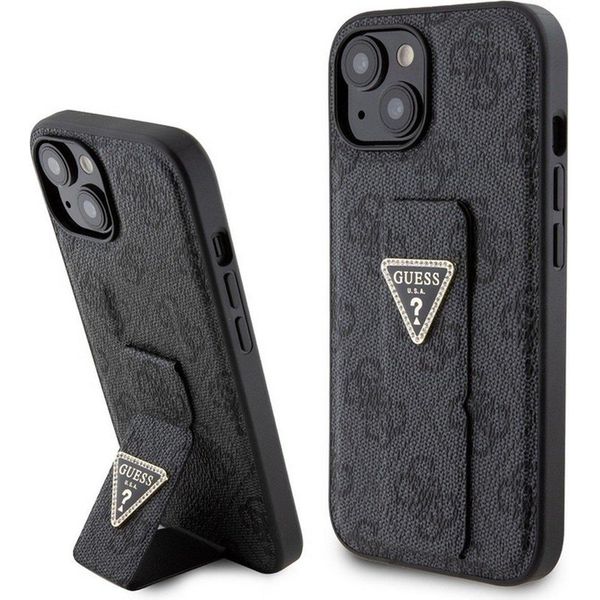 Guess Guhcp15Spgs4Tdk Iphone 15 / 14 / 13 6.1 Czarny/Nero Custodia Rigida Grip Stand 4G Triangle Strass-image