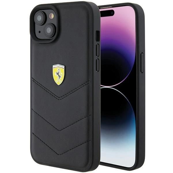 Ferrari Fehcp15Mrduk Custodia Rigida Per Iphone 15 Plus / 14 Plus 6.7 Czarny/Nero Con Logo In Metallo Trapuntato-image