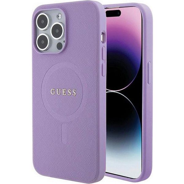 Guess Guhmp15Lpsahmcu Custodia Rigida Saffiano Magsafe Per Iphone 15 Pro 6.1 Fioletowy/Purple-image
