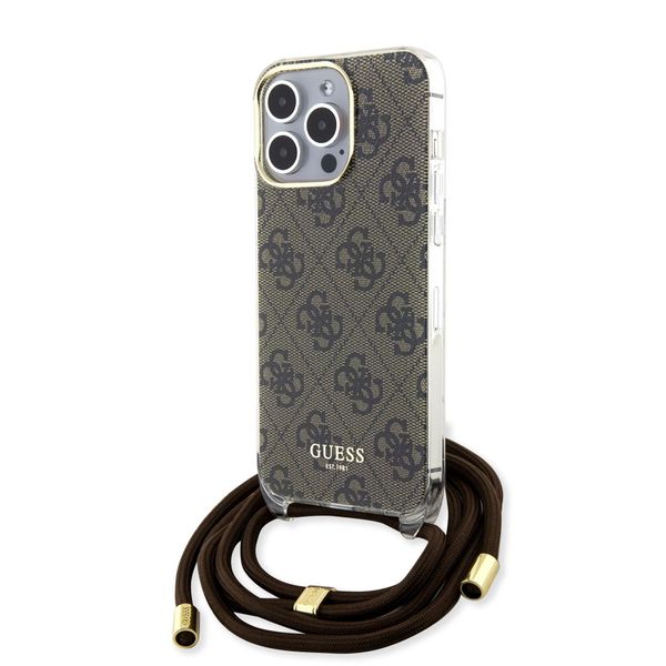 Guess Guhcp15Xhc4Sew Iphone 15 Pro Max 6.7 BrąZowy/Brown Hardcase Crossbody Cord 4G Print-image