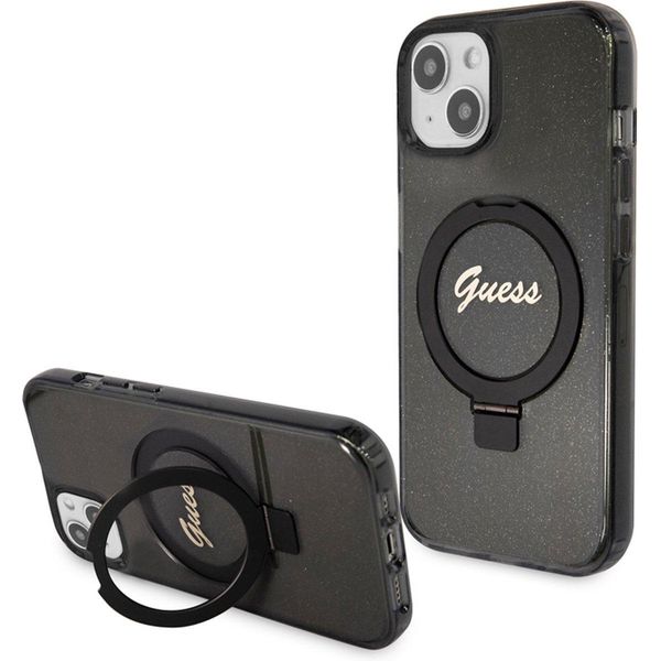 Guess Guhmp15Mhrsgsk Iphone 15 Plus / 14 Plus 6.7 Czarny/Nero Hardcase Stand Script Glitter Magsafe-image
