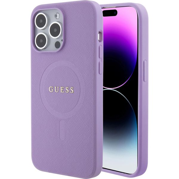 Guess Guhmp15Xpsahmcu Custodia Rigida Saffiano Magsafe Per Iphone 15 Pro Max 6.7 Fioletowy/Purple-image