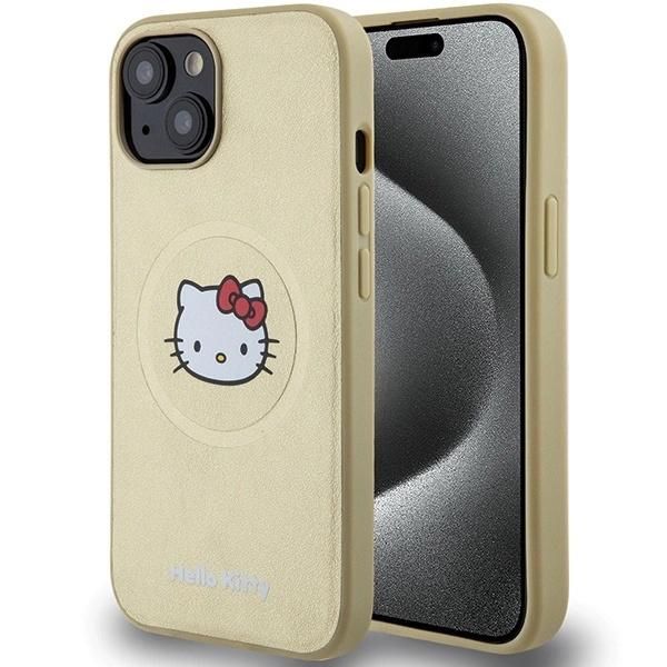 Hello Kitty Hkhmp15Spghckd Iphone 15 / 14 / 13 6.1 ZłOty/Oro Custodia Rigida In Pelle Kitty Head Magsafe-image