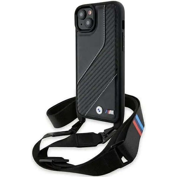 Bmw Bmhcp15S23Pscck Custodia Rigida Per Iphone 15 / 14 / 13 Czarny/Nero M Edition Carbon Stripe & Strap-image