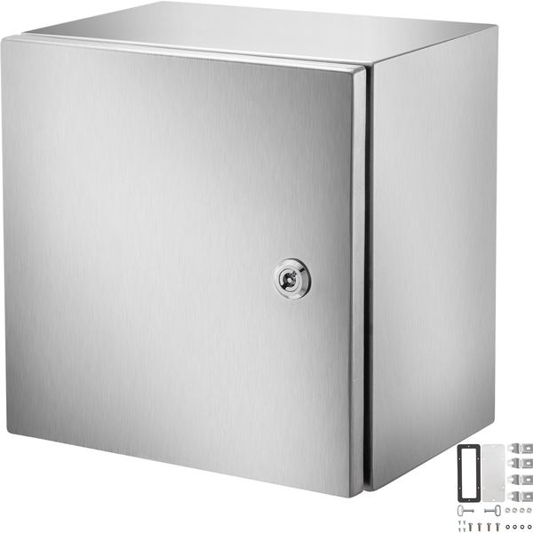 Vevor Scatola Nema In Acciaio Inox, 12 X 12 X 8" Scatola Per Interruttori Nema 4X In Acciaio, IP66 Impermeabile E Antipolvere, Scatola Di Connessione Elettrica Per Uso Esterno/Interno, Con Piastra Di Montaggio"-image