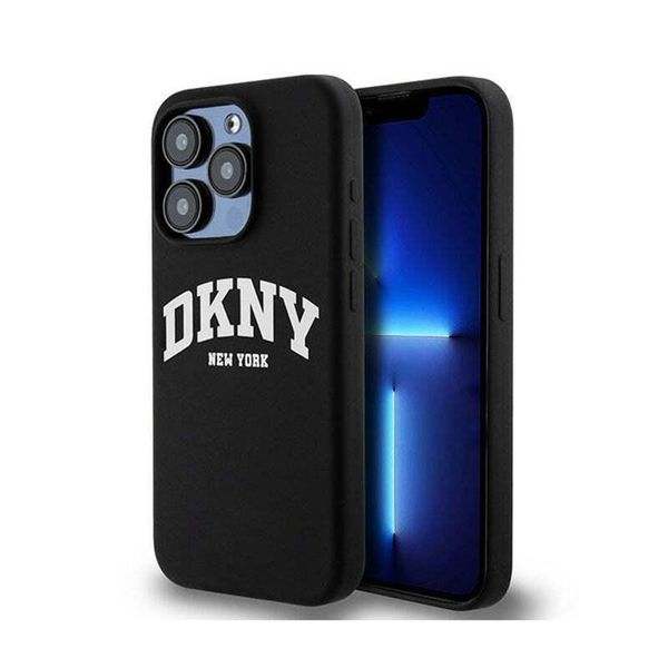 Dkny Dkhmp13Lsnyach Custodia Rigida Iphone 13 Pro / 136.1 Czarny/Nero Silicone Liquido Logo Stampato Bianco Magsafe-image