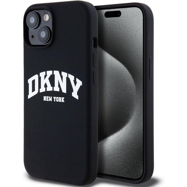 Dkny Dkhmp15Msnyach Custodia Rigida Iphone 15 Plus / 14Plus 6.7 Czarny/Nero Silicone Liquido Bianco Logo Stampato Magsafe-image
