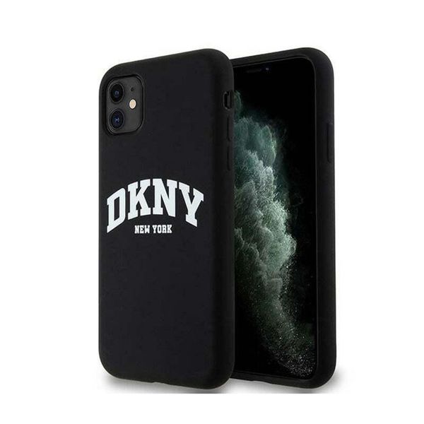 Dkny Dkhmn61Snyach Iphone 11 / Xr 6.1Czarny/Nero Custodia Rigida In Silicone Liquido Bianco Logo Stampato Magsafe-image