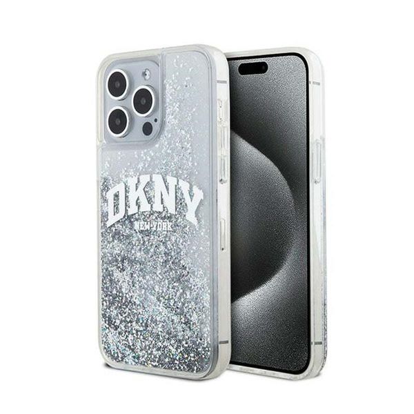 Dkny Dkhcp15Xlbnaet Iphone 15 Pro Max6.7 BiałY/Bianco Custodia Rigida Liquid Glitter Big Logo-image