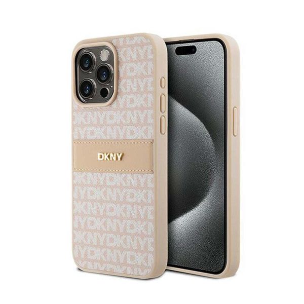 Dkny Dkhcp15Xprthslp Iphone 15 Pro Max6.7 RóżOwy/Pink Custodia Rigida In Pelle Mono Stripe & Metal Logo-image