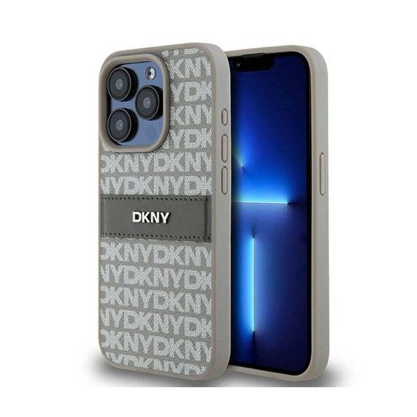 Dkny Dkhcp15Xprthsle Custodia Rigida Per Iphone 15 Pro Max6.7 BeżOwy/Beige In Pelle Mono Stripe & Metal Logo-image