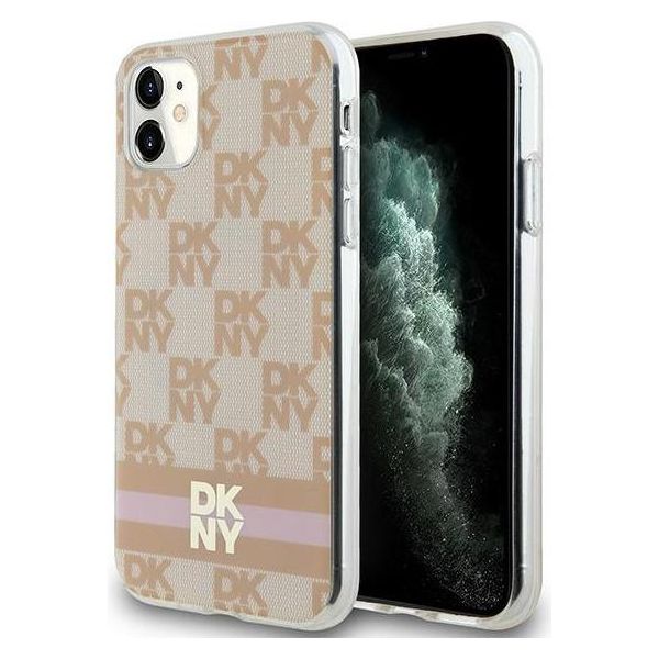 Dkny Dkhmn61Hcptsp Custodia Rigida Per Iphone 11 / Xr6.1 RóżOwy/Rosa Iml Con Motivo Mono A Scacchi E Righe Stampate Magsafe-image