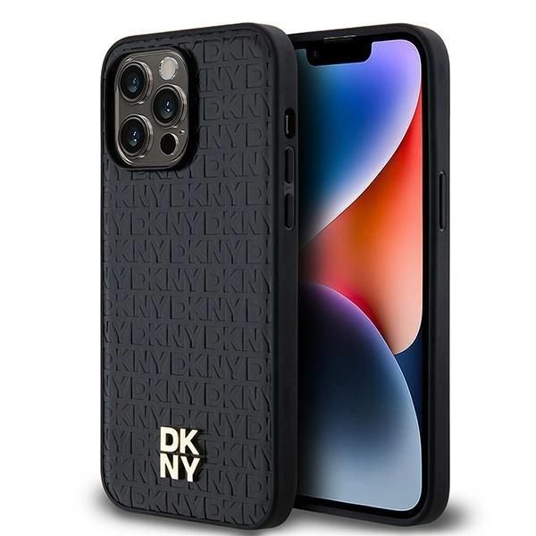 Dkny Dkhmp14Xpshrpsk Iphone 14 Pro Max6.7 Czarny/Nero Custodia Rigida In Pelle Monogram Pattern Logo In Metallo Magsafe-image