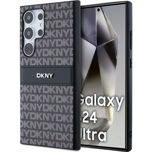 Dkny Dkhcs24Lprthslk S24 Ultra S928 Czarny/Black Custodia Rigida In Pelle Mono Stripe & Metal Logo-image
