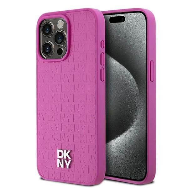 Dkny Dkhmp15Xpshrpsp Iphone 15 Pro Max6.7 RóżOwy/Rosa Custodia Rigida In Pelle Con Motivo Monogramma Logo In Metallo Magsafe-image