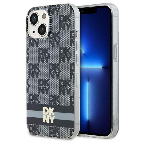 Dkny Dkhmp15Mhcptsk Custodia Rigida Per Iphone 15 Plus /14 Plus 6.7 Czarny/Nero Iml Con Motivo Mono A Scacchi E Righe Stampate Magsafe-image