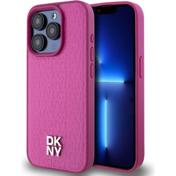 Dkny Dkhmp15Lpshrpsp Iphone 15 Pro6.1 RóżOwy/Pink Custodia Rigida In Pelle Con Motivo Monogramma Logo In Metallo Magsafe-image
