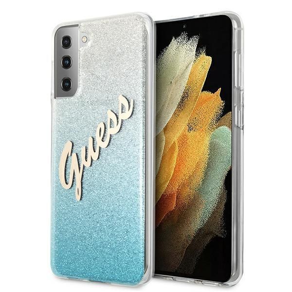 Guess Guhcs21Mpcuglsbl S21+ G996Niebieski/Blue Hardcase Glitter Gradient Script-image