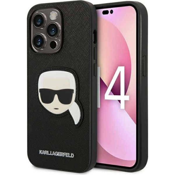 Karl Lagerfeld Klhcp14Xsapkhk Custodia Rigida Per Iphone 14Pro Max 6,7 Czarny/Nero Saffiano Karl's Head Patch-image
