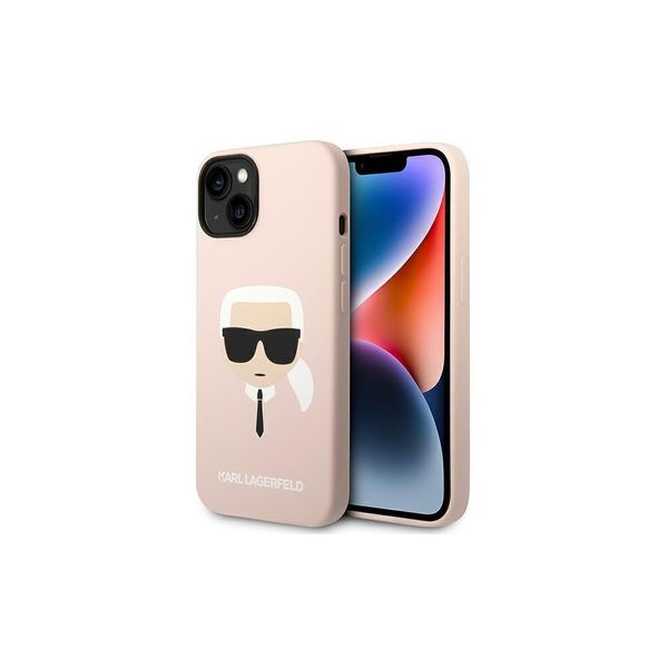 Karl Lagerfeld Klhmp14Mslkhlp Custodia Rigida Per Iphone 14 Plus / 15 Plus 6.7 Rosa Chiaro / Silicone Rosa Chiaro Karl's Head Magsafe-image