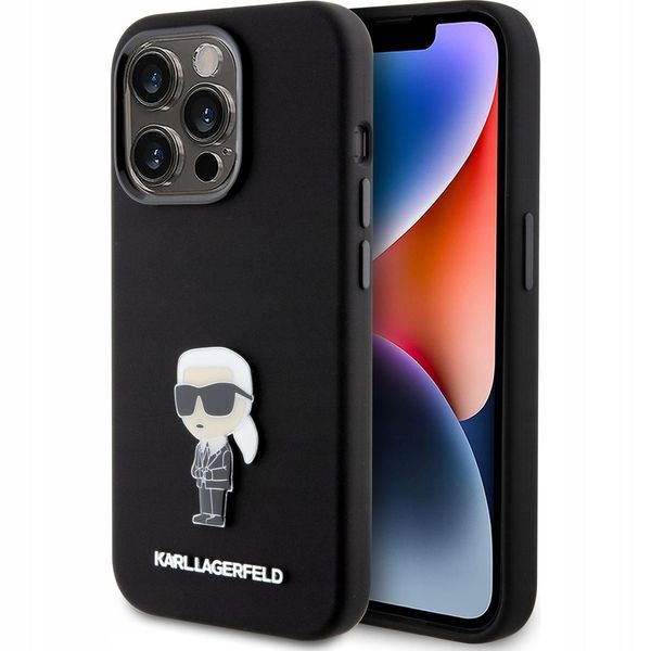 Karl Lagerfeld Klhcp15Lsmhknpk Iphone 15 Pro 6.1 Czarny/Nero Silicone Ikonik Metallo Pin-image