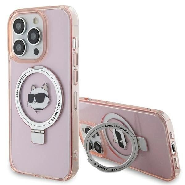 Karl Lagerfeld Klhmp15Xhmrschp Iphone 15 Pro Max 6,7 RóżOwy/Rosa Custodia Rigida Anello Stand Choupette Testa Magsafe-image