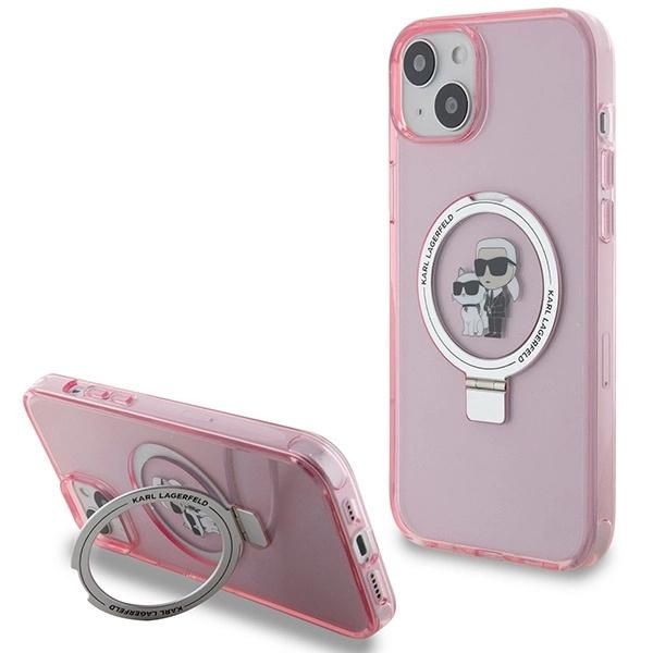 Karl Lagerfeld Klhmp15Shmrskcp Custodia Rigida Per Iphone 15 / 14 / 13 6.1 RóżOwy/Pink Stand Anello Karl&Choupettte Magsafe-image