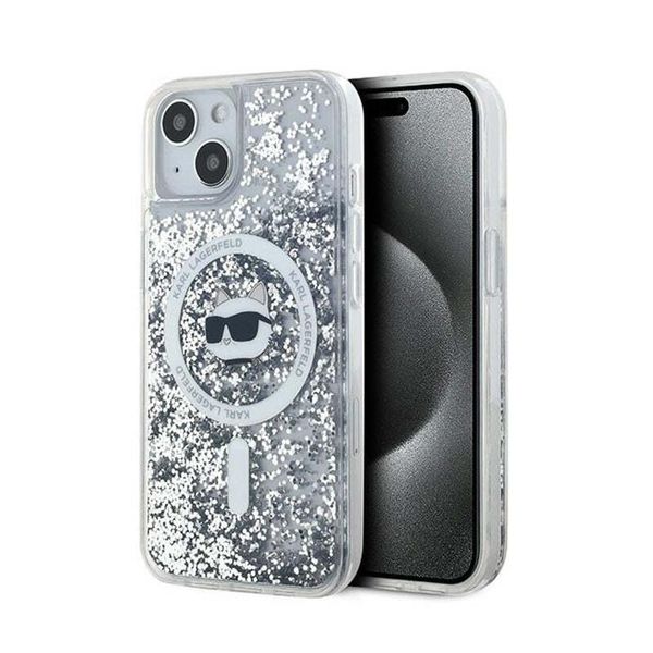 Karl Lagerfeld Klhmp15Mlgchsgh Custodia Rigida Per Iphone 15 Plus / 14 Plus 6.7 Trasparente Liquido Glitter Choupette Head Magsafe-image