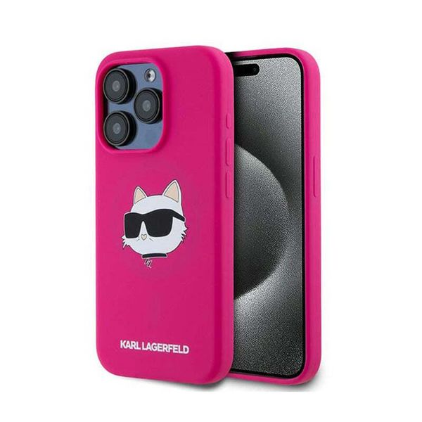 Karl Lagerfeld Klhmp15Lschpplf Iphone 15 Pro 6.1 RóżOwy/Fuschia Hardcase Silicone Choupette Head Magsafe-image