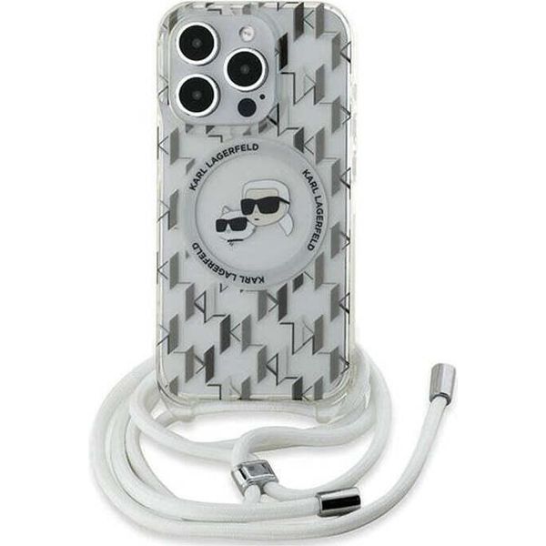 Karl Lagerfeld Klhmp15Xhckcklct Iphone15 Pro Max 6.7 Transparent Hardcase Iml Crossbody Monogram Karl & Choupette Head Magsafe-image